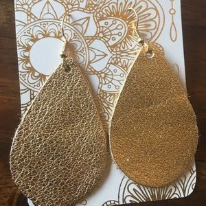 Gold leather teardrop earrings!